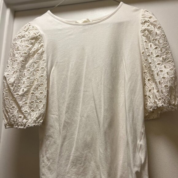 White Puff Sleeve Eyelet Lace Top – Women’s Medium - Picture 2 of 4